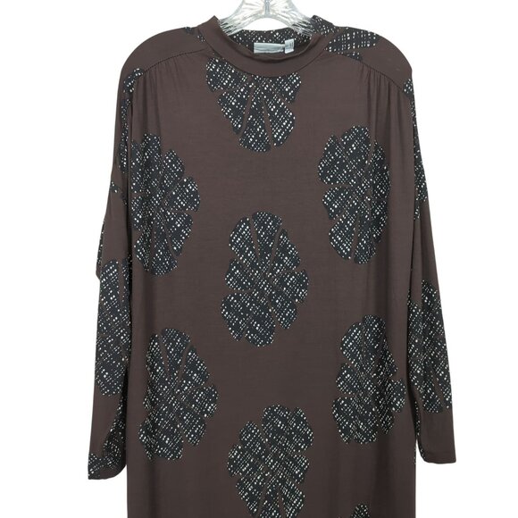 Masai Copenhagen Shift Dress Women’s Large Brown Black Floral Print Long Sleeve - Picture 6 of 16